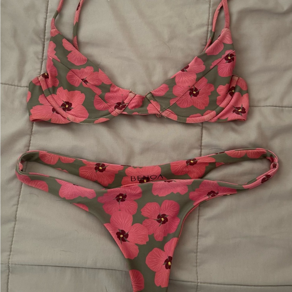 Benoa Swim Green and Pink Floral Bikini